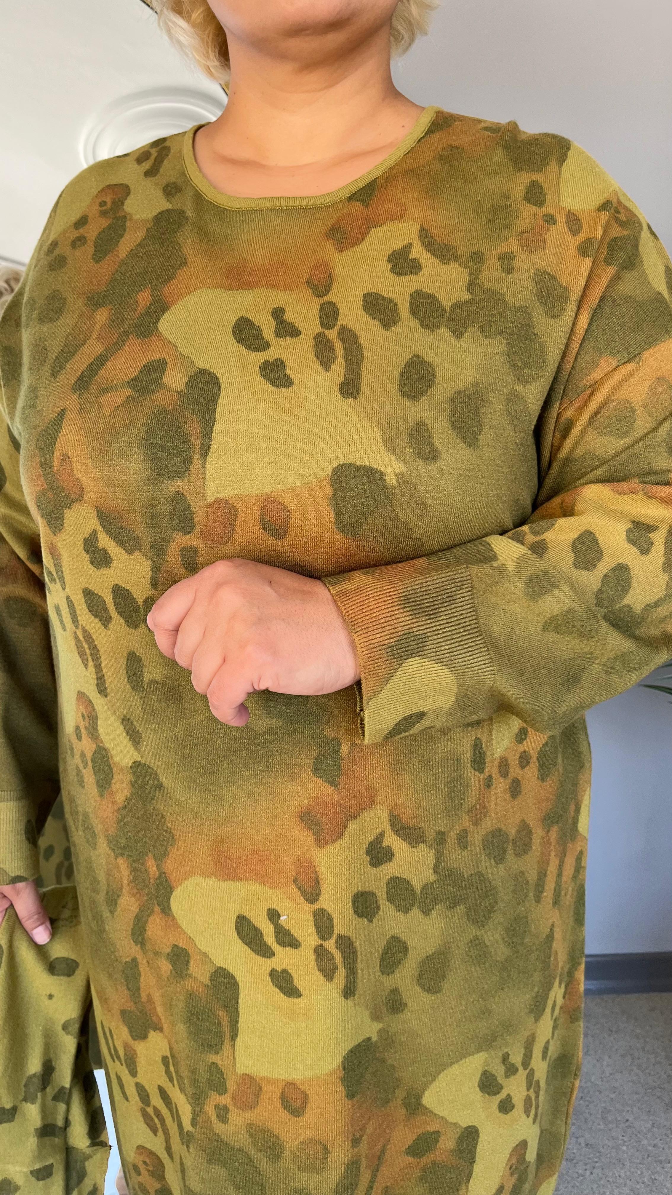 Selma Büyük Beden Leopar Desenli Renkli Elbise