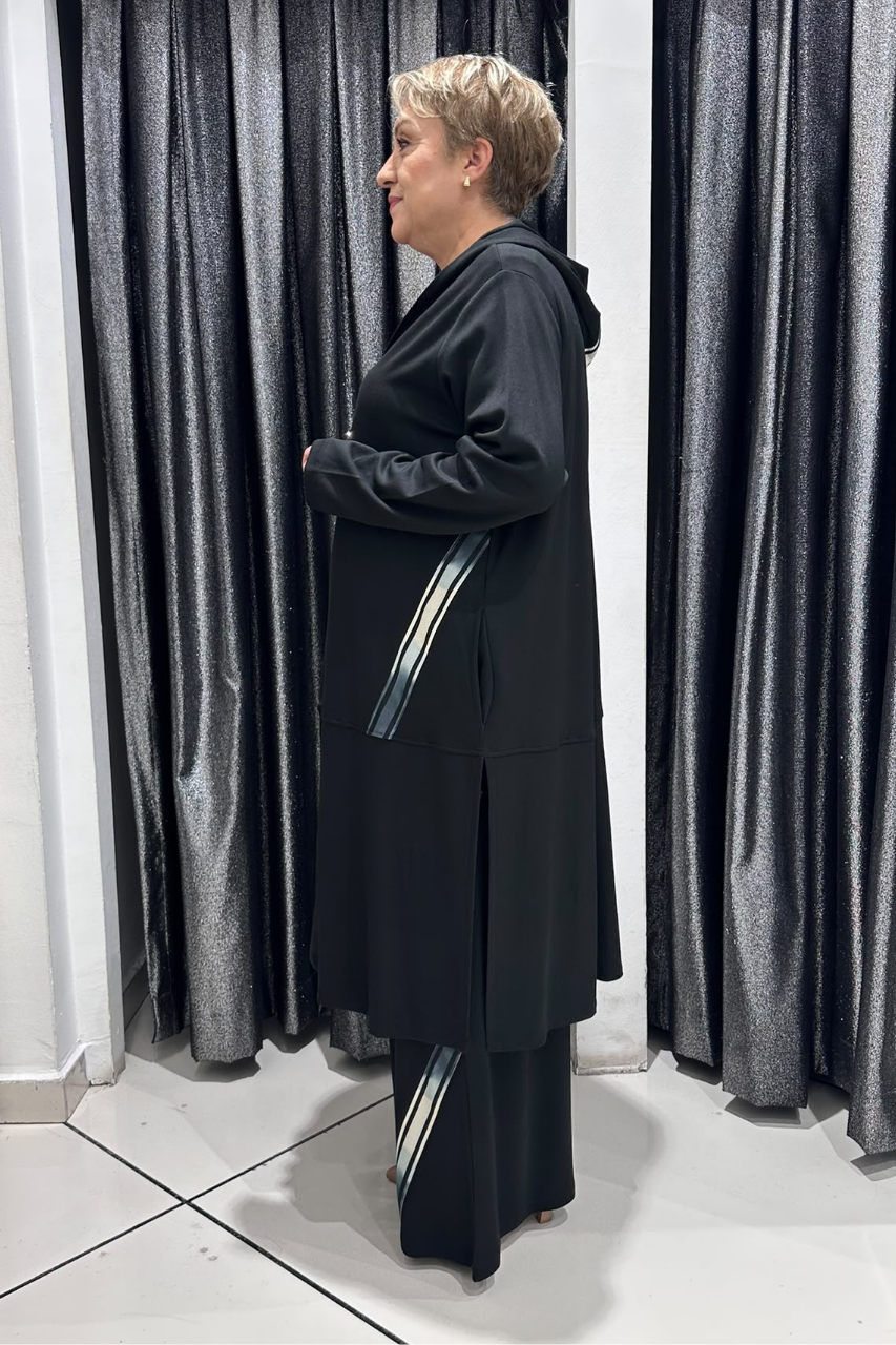 Selma Büyük Beden Modern Çizgili Üçlü Takım