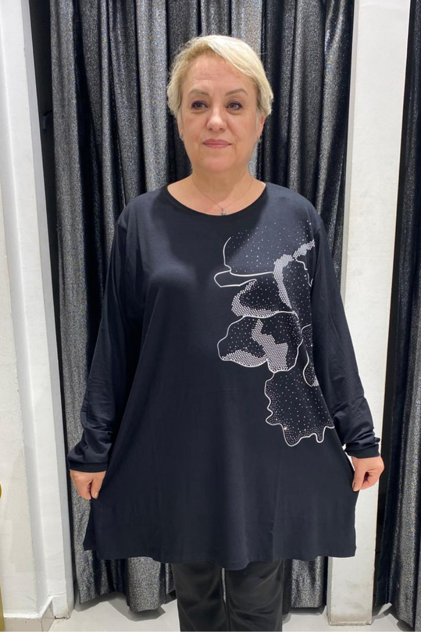 Selma Büyük Beden Modern Desen Detaylı Tunik