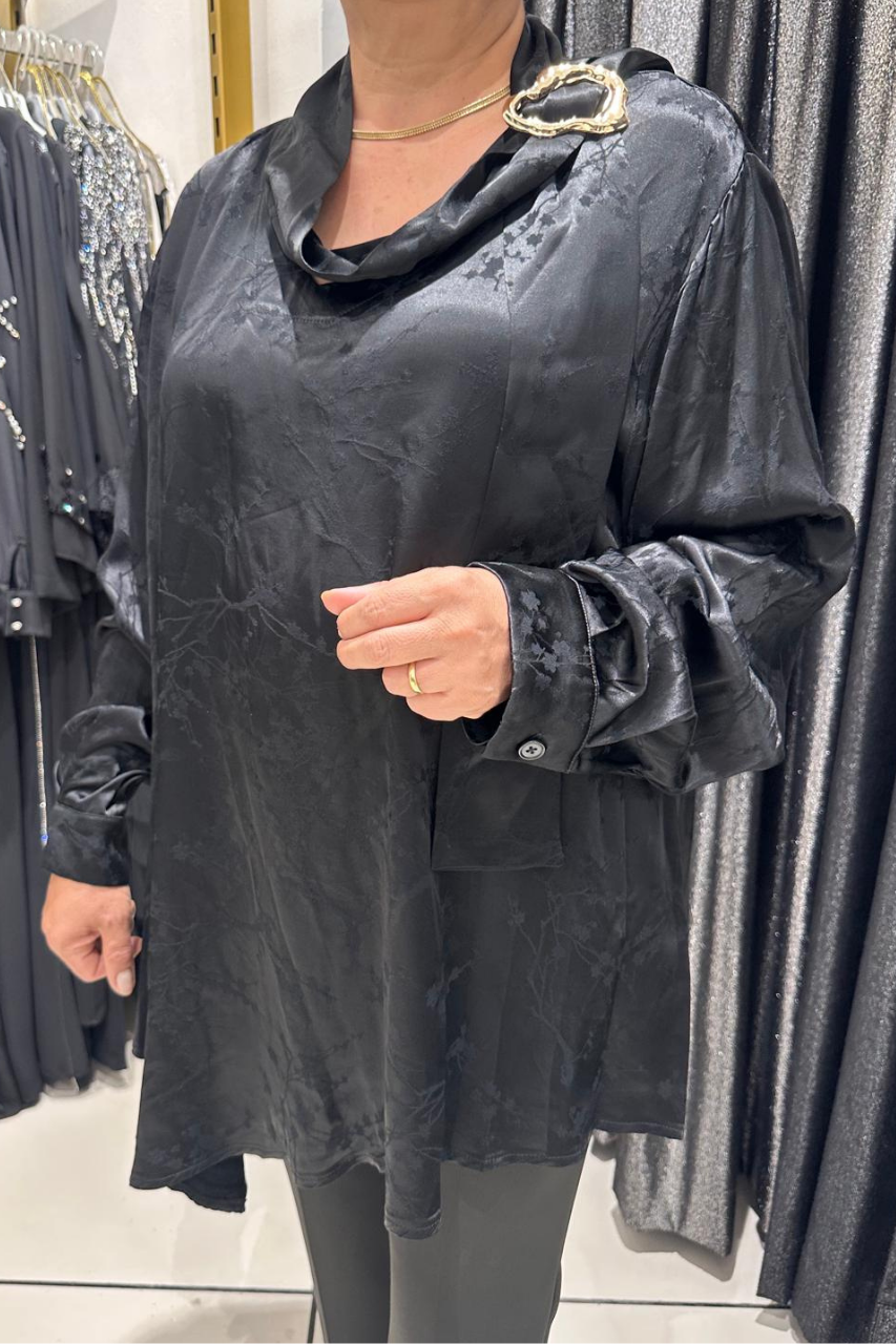 Selma Büyük Beden Modern Detaylı Saten Tunik