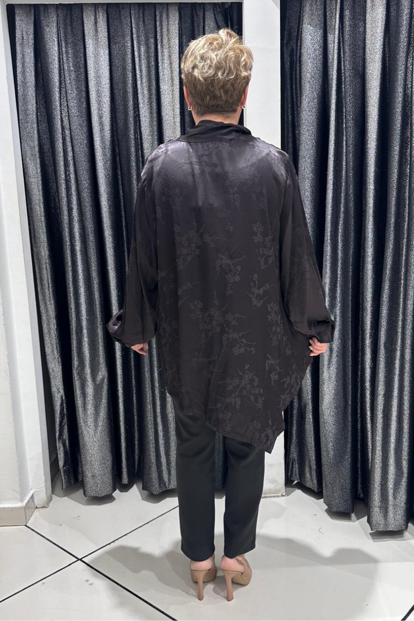Selma Büyük Beden Modern Detaylı Saten Tunik