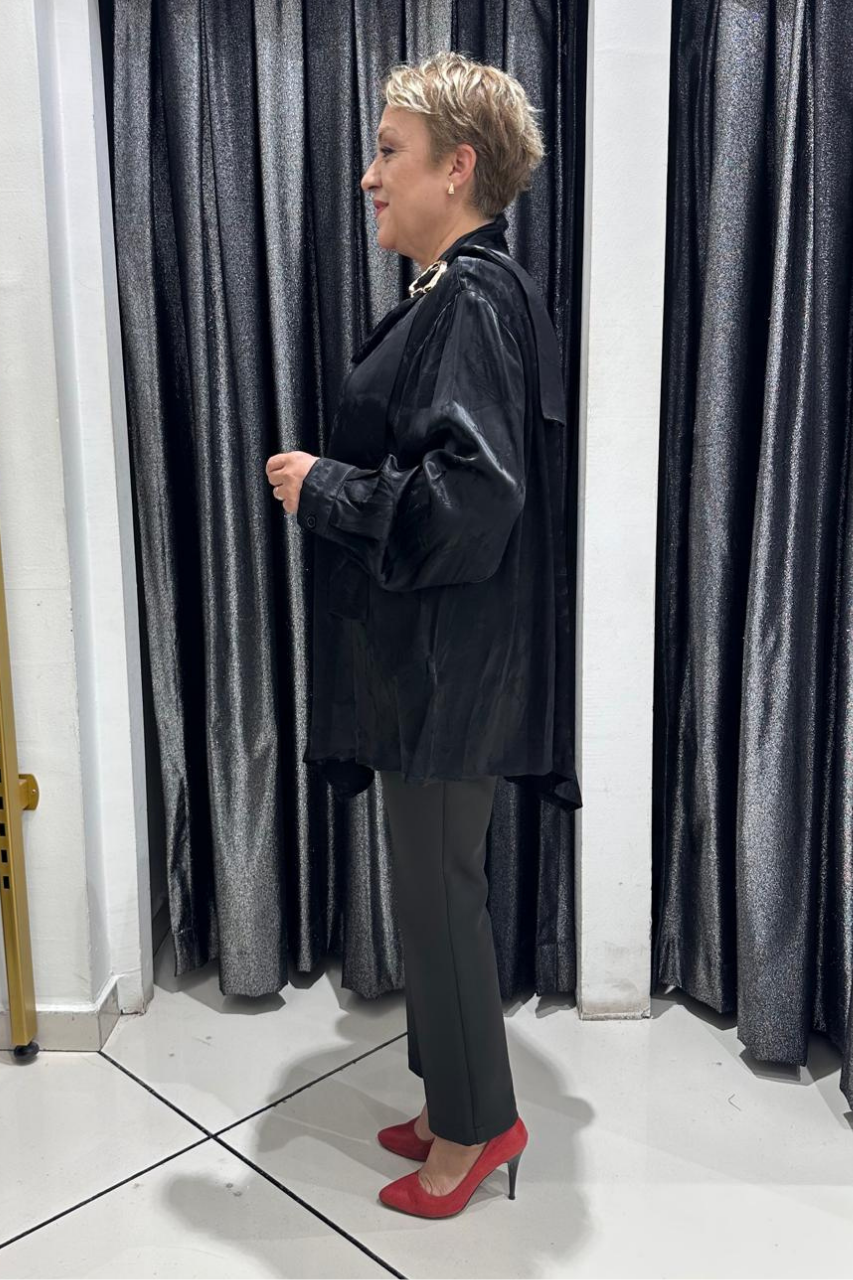 Selma Büyük Beden Modern Detaylı Saten Tunik
