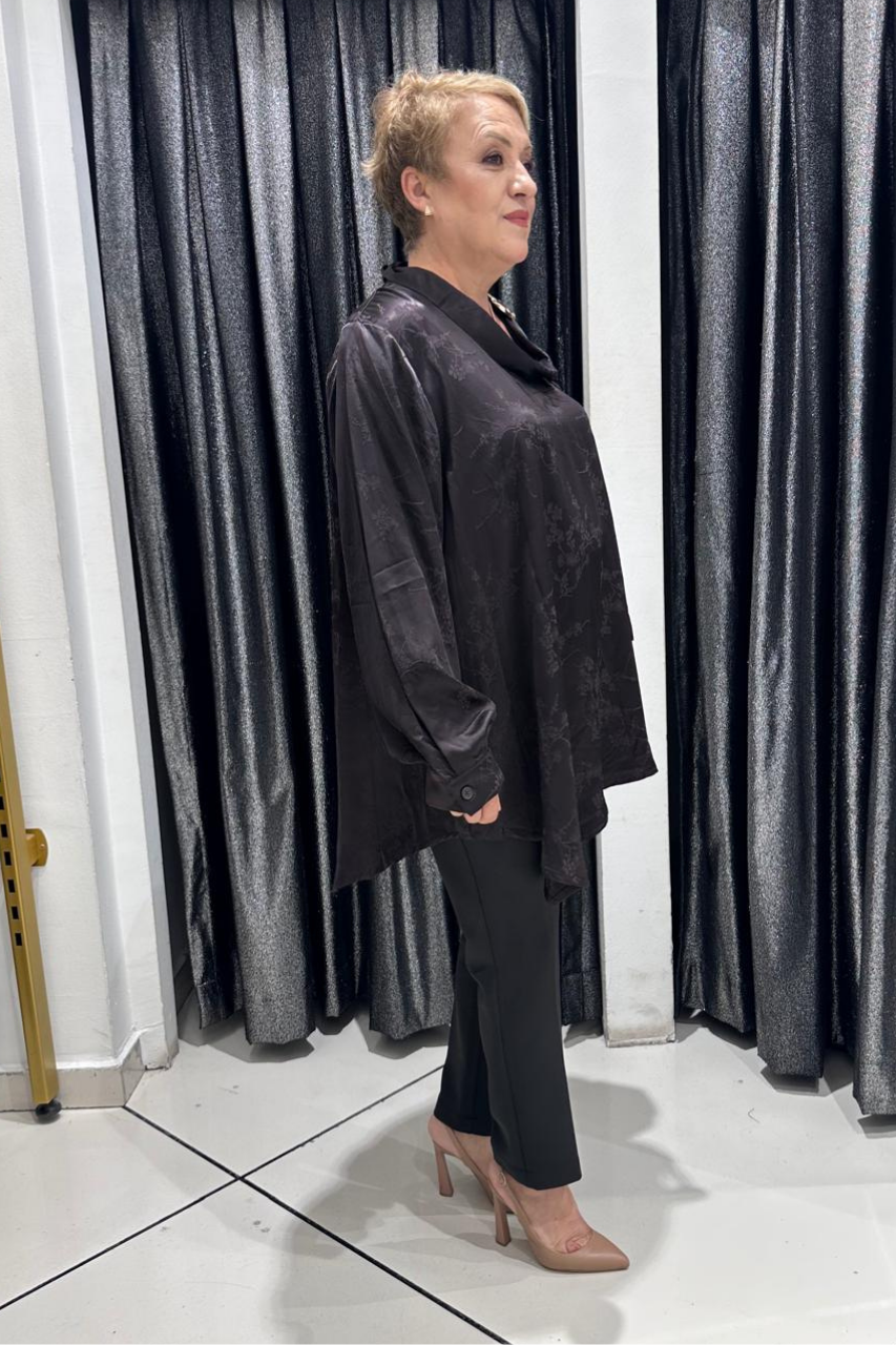 Selma Büyük Beden Modern Detaylı Saten Tunik