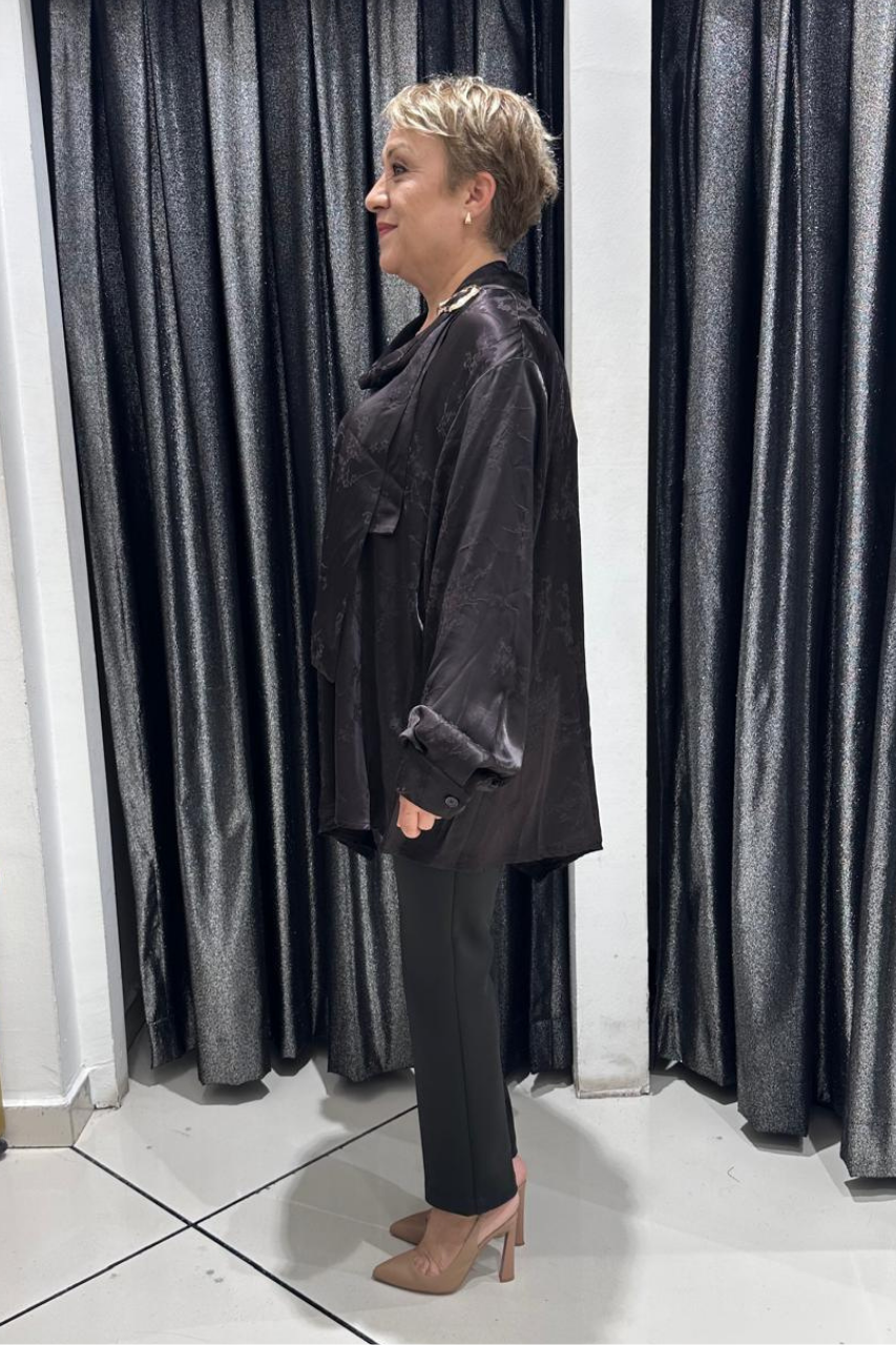Selma Büyük Beden Modern Detaylı Saten Tunik