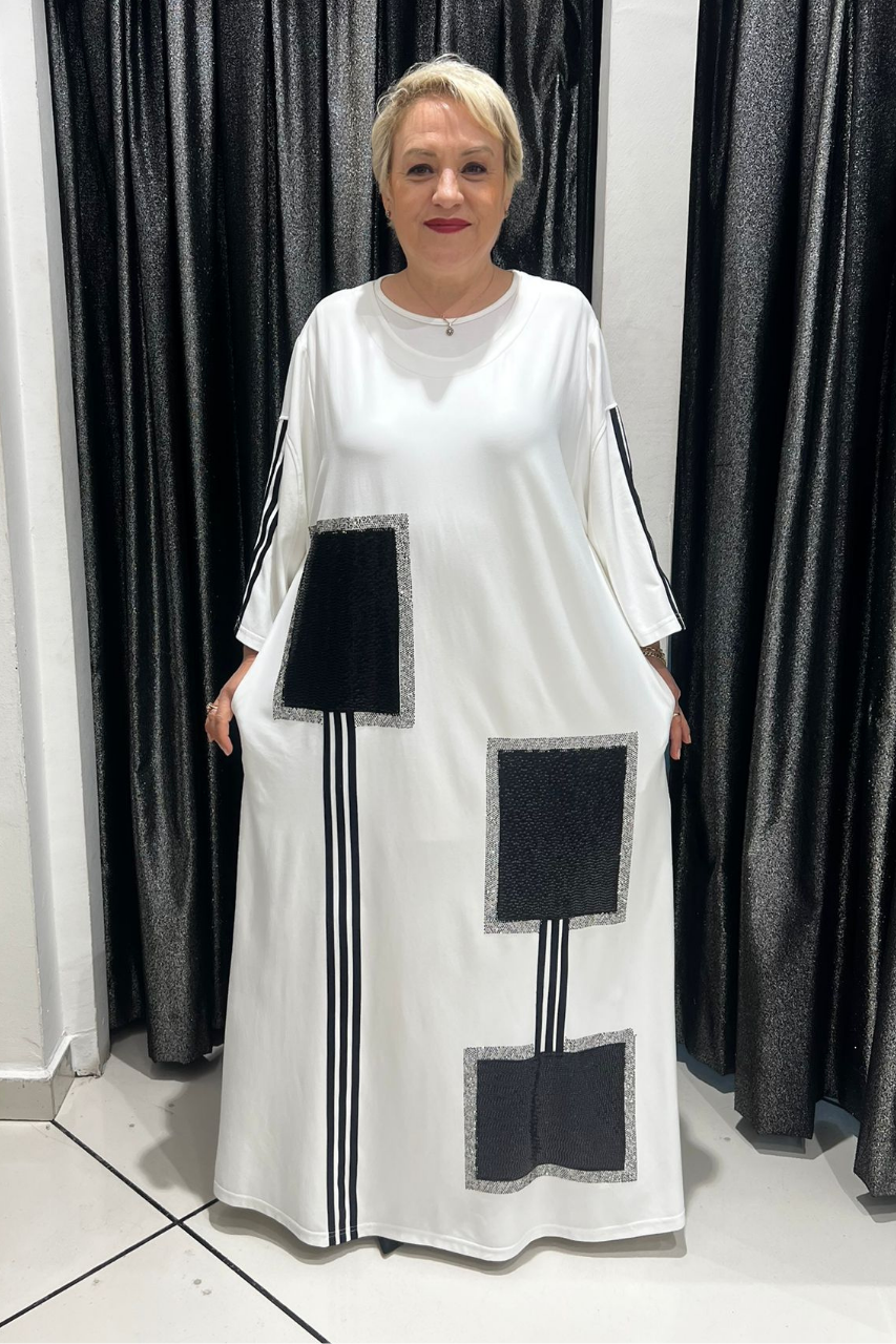 Selma Büyük Beden Modern Tasarım Uzun Elbise