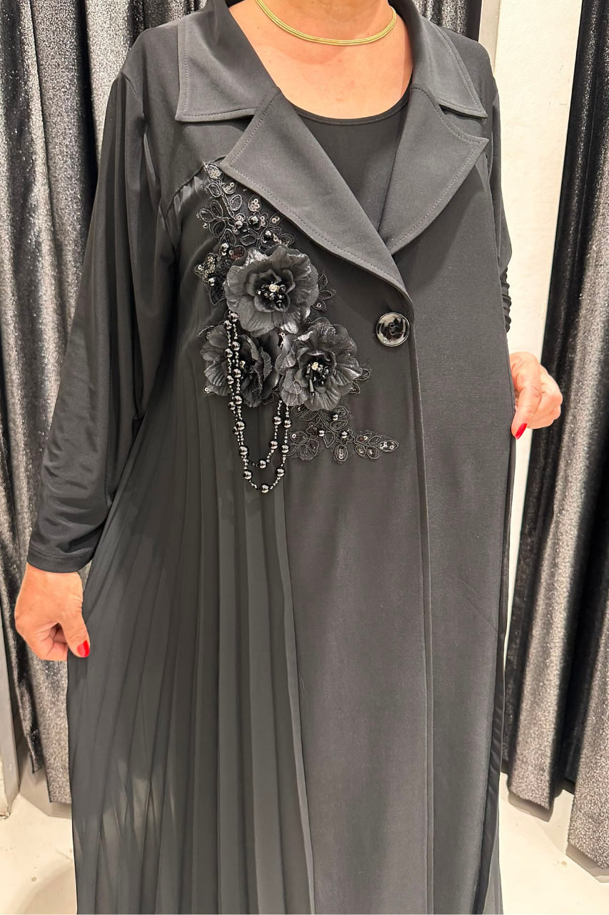 Selma Büyük Beden Örme Plise İçlikli Elbise