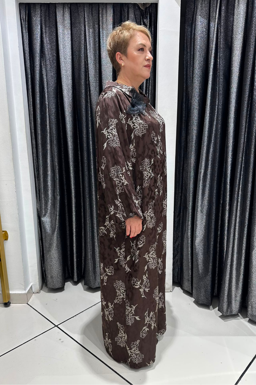 Selma Büyük Beden Pamuk Saten Omuz Detaylı Elbise