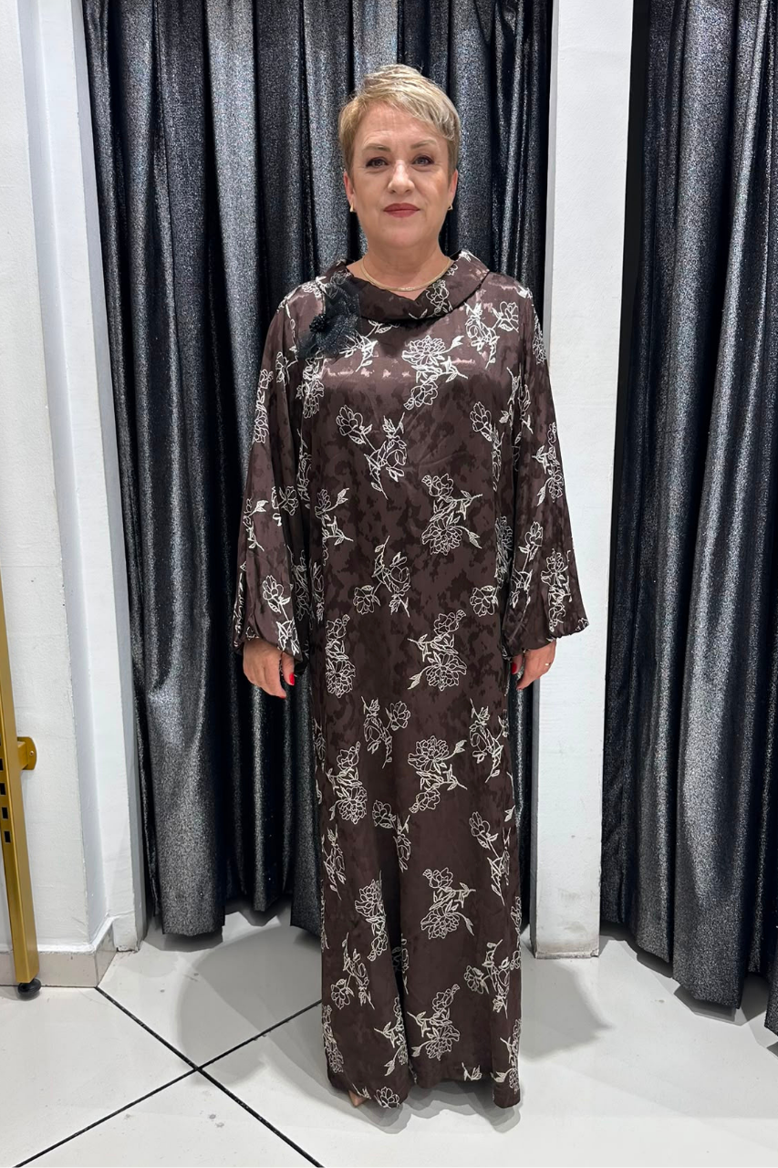 Selma Büyük Beden Pamuk Saten Omuz Detaylı Elbise