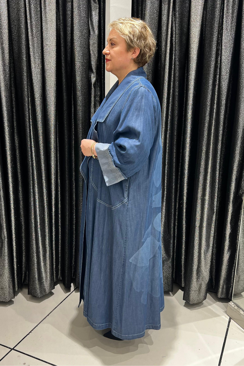 Selma Büyük Beden Pamuklu Denim Kap