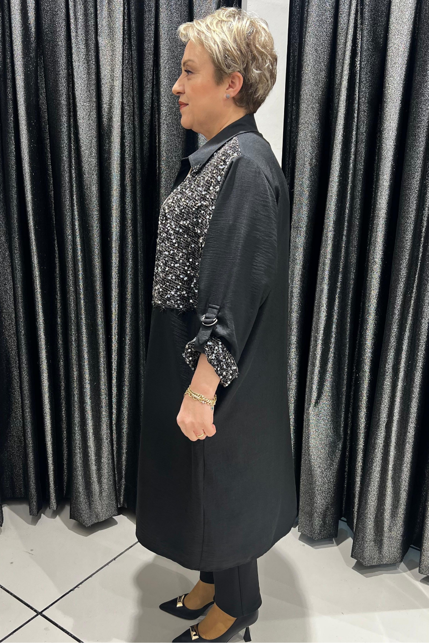 Selma Büyük Beden Payet Detaylı İçli Dışlı Takım