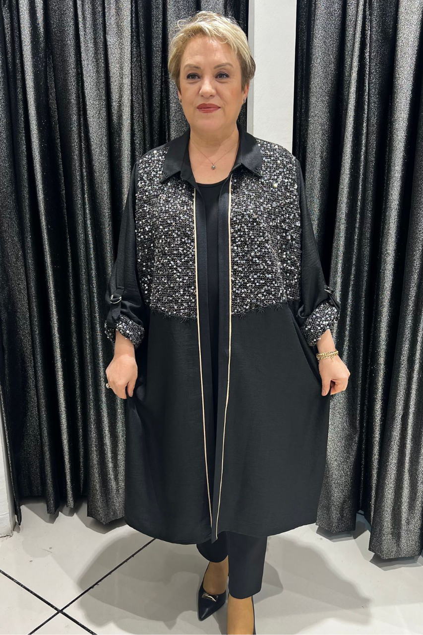 Selma Büyük Beden Payet Detaylı İçli Dışlı Takım