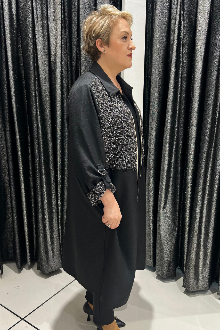 Selma Büyük Beden Payet Detaylı İçli Dışlı Takım