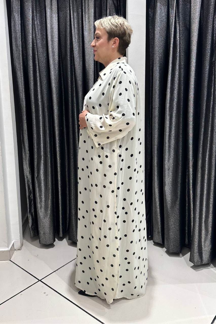 Selma Büyük Beden Puantiye Desenli Altlı Üstlü Takım