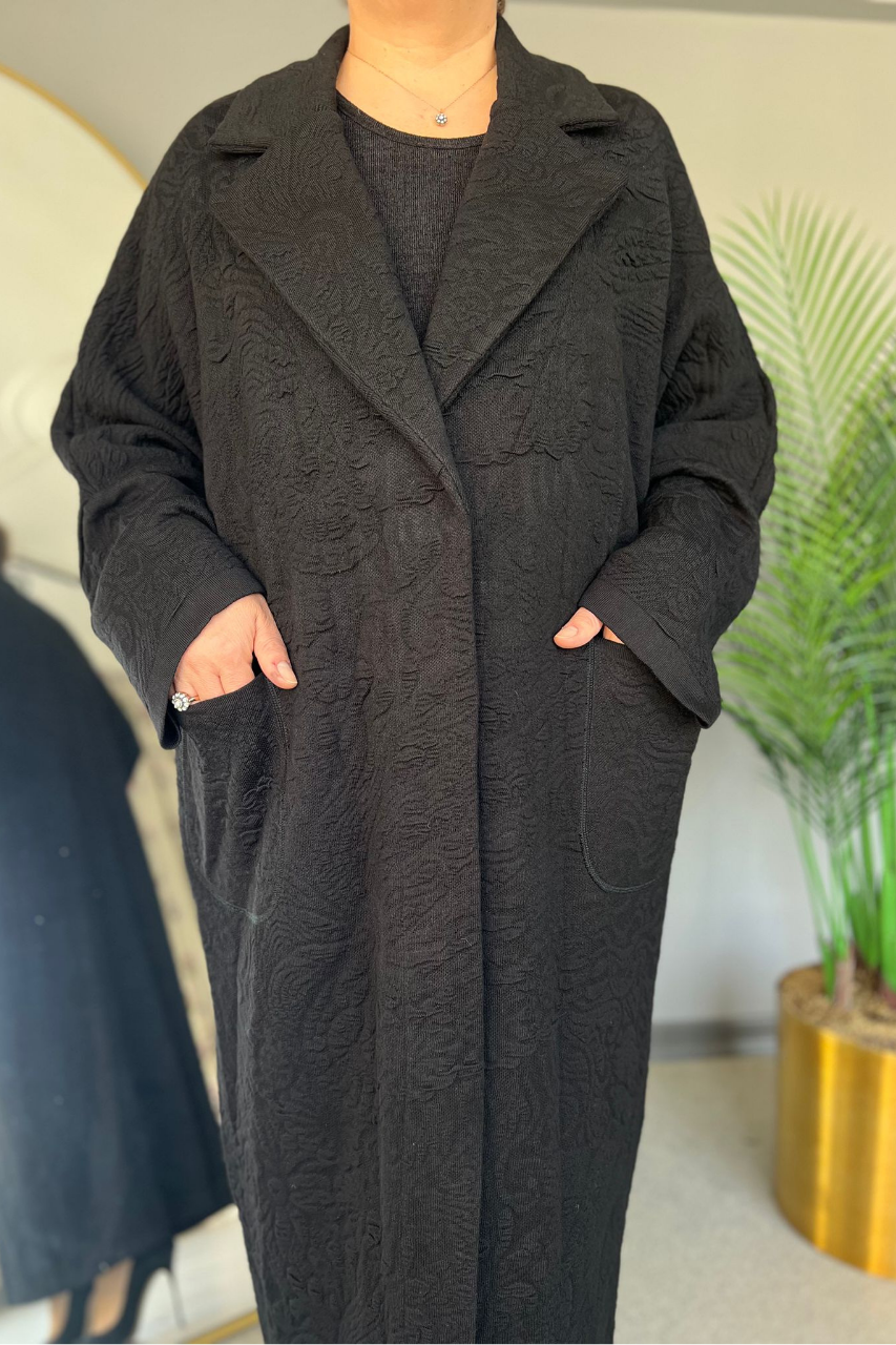 Selma Büyük Beden Rahat Kesim Cepli Kaban