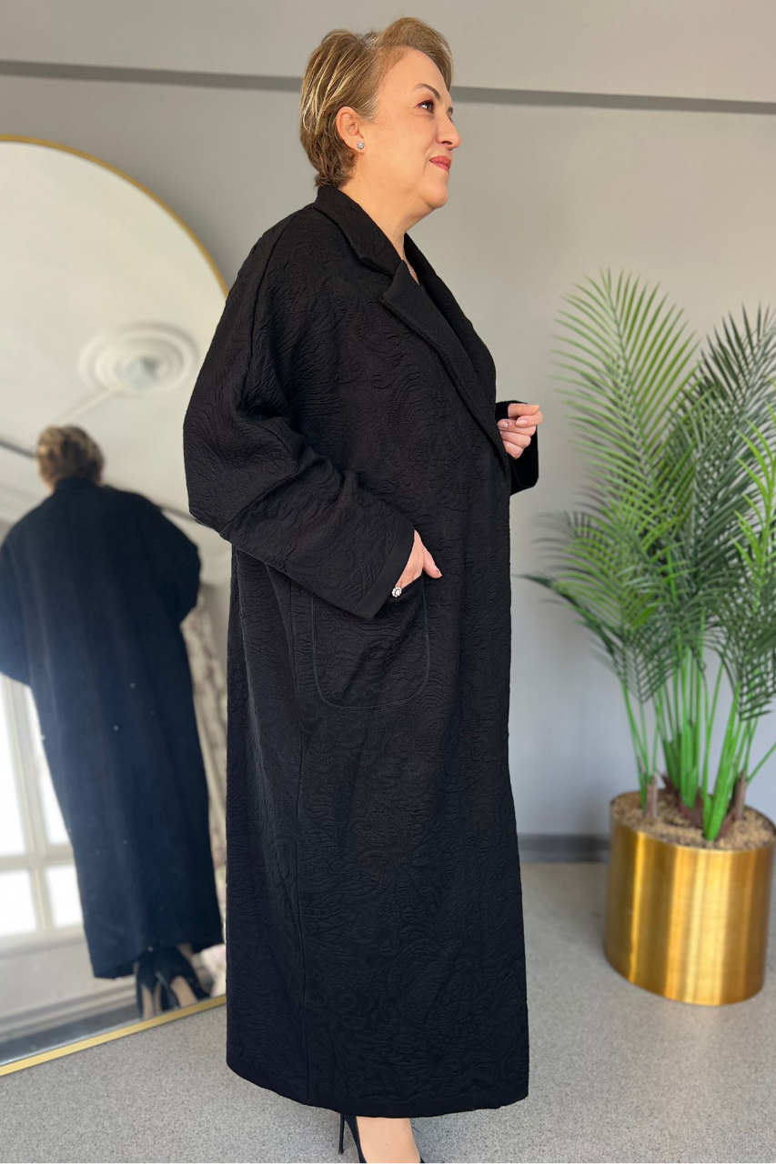 Selma Büyük Beden Rahat Kesim Cepli Kaban