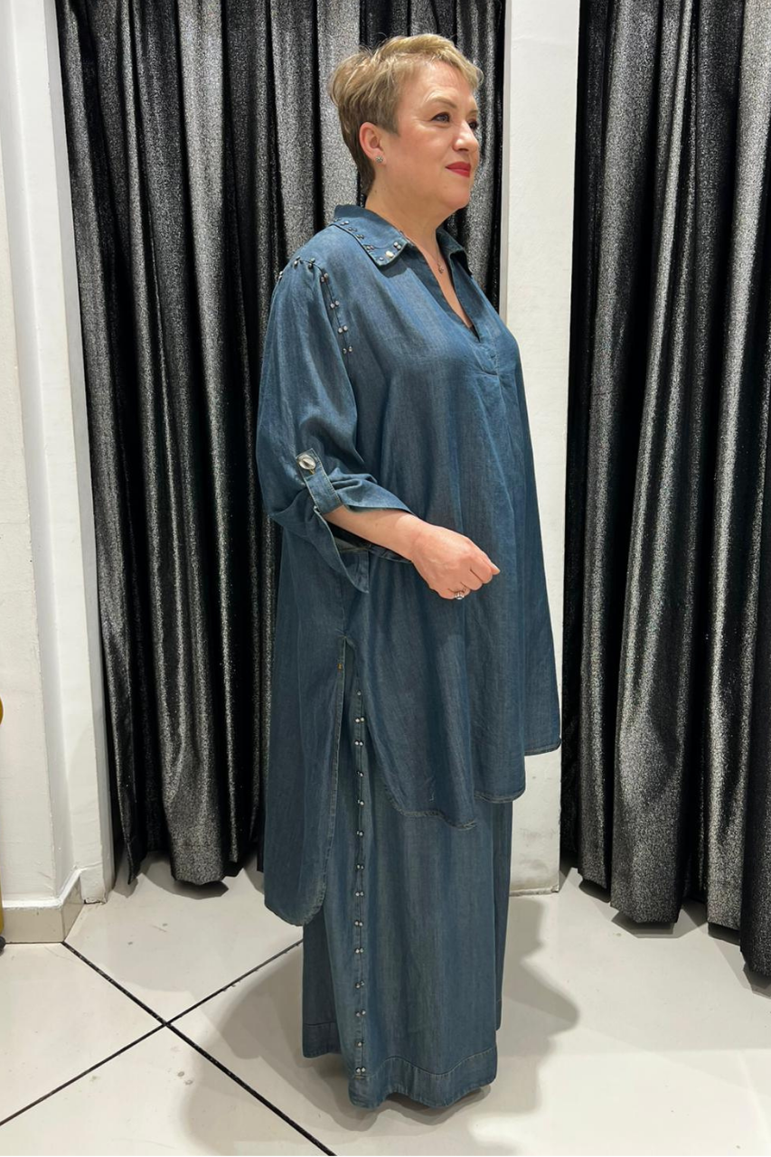 Selma Büyük Beden Rahat Kesim İkili Kot Takım