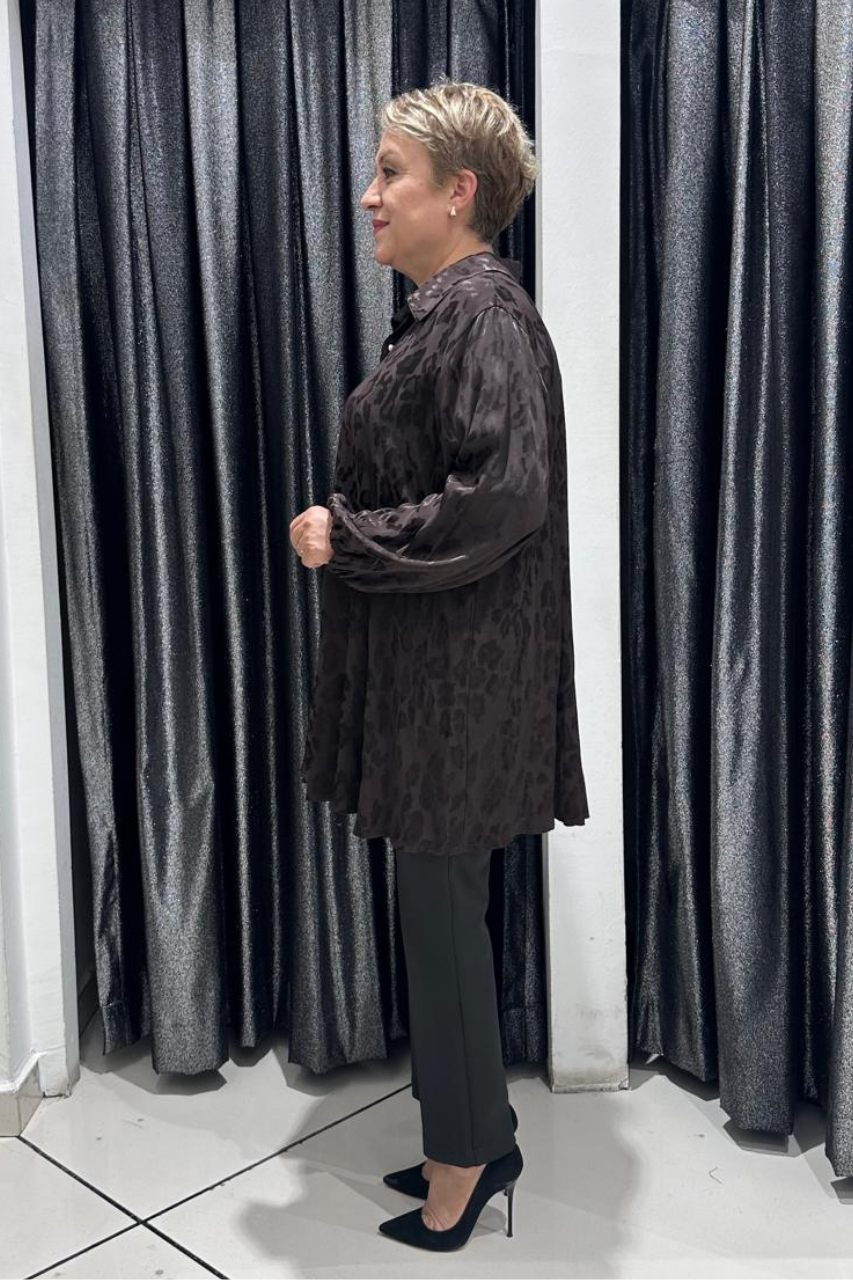 Selma Büyük Beden Saten Yaka Detaylı Bluz