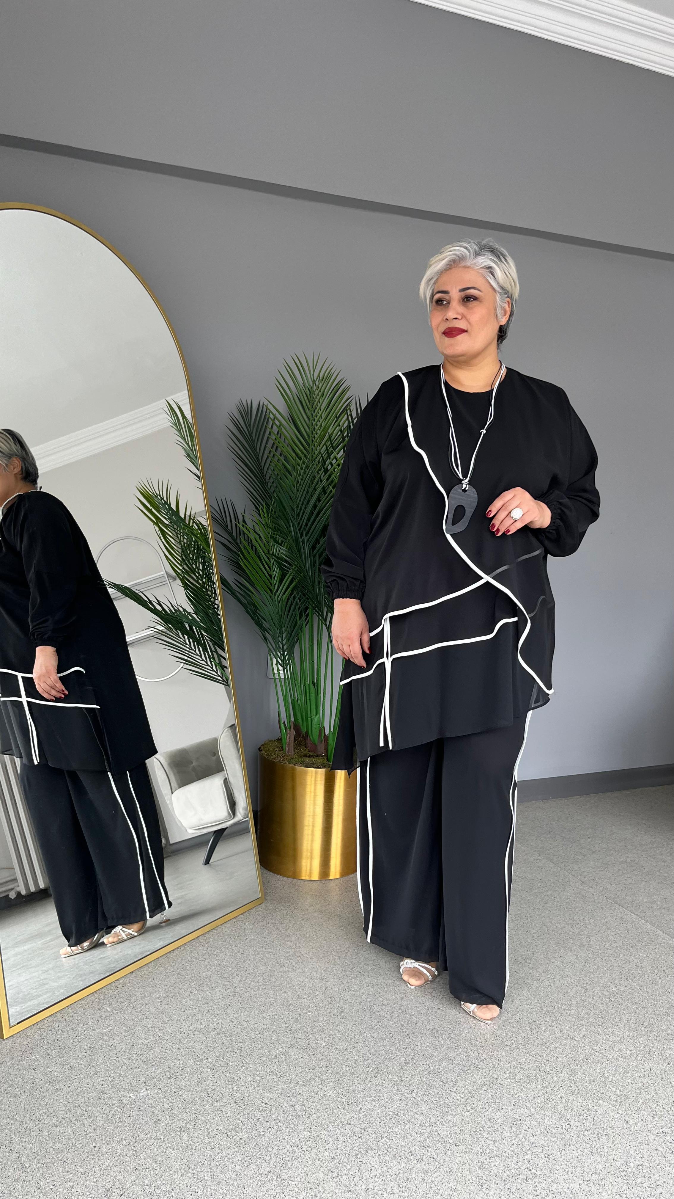 Selma Büyük Beden Şifon Alt-Üst Takım