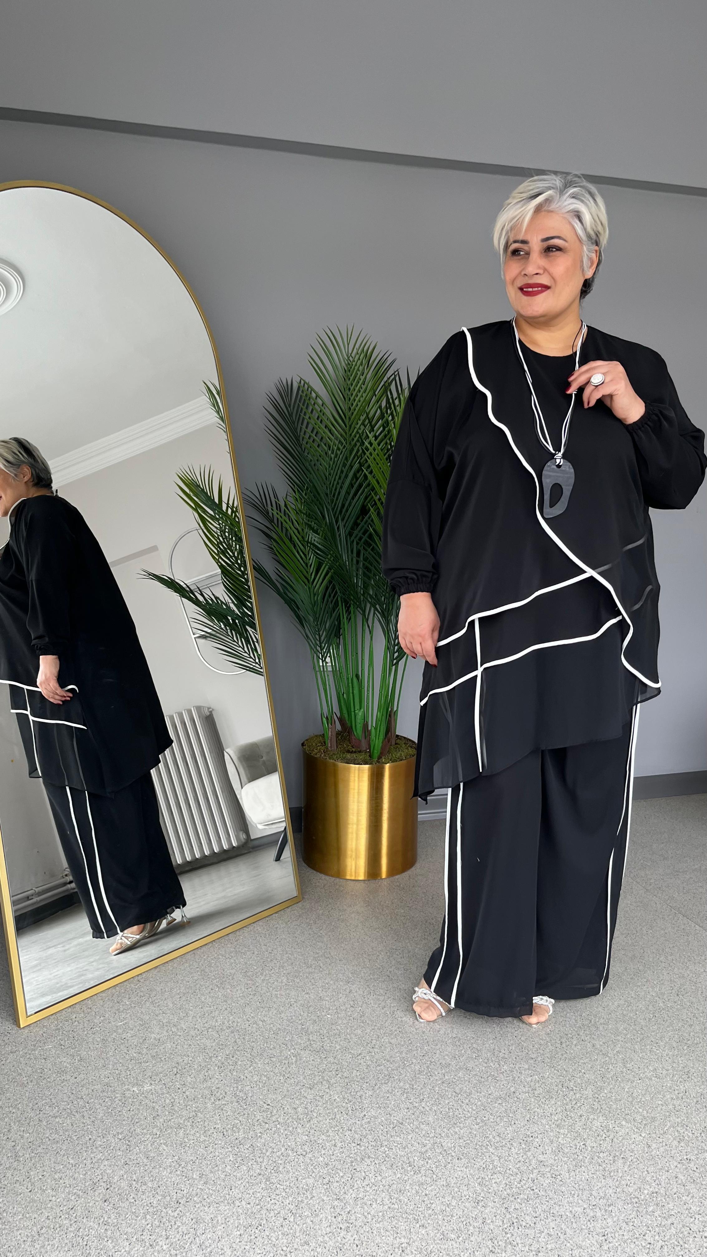 Selma Büyük Beden Şifon Alt-Üst Takım