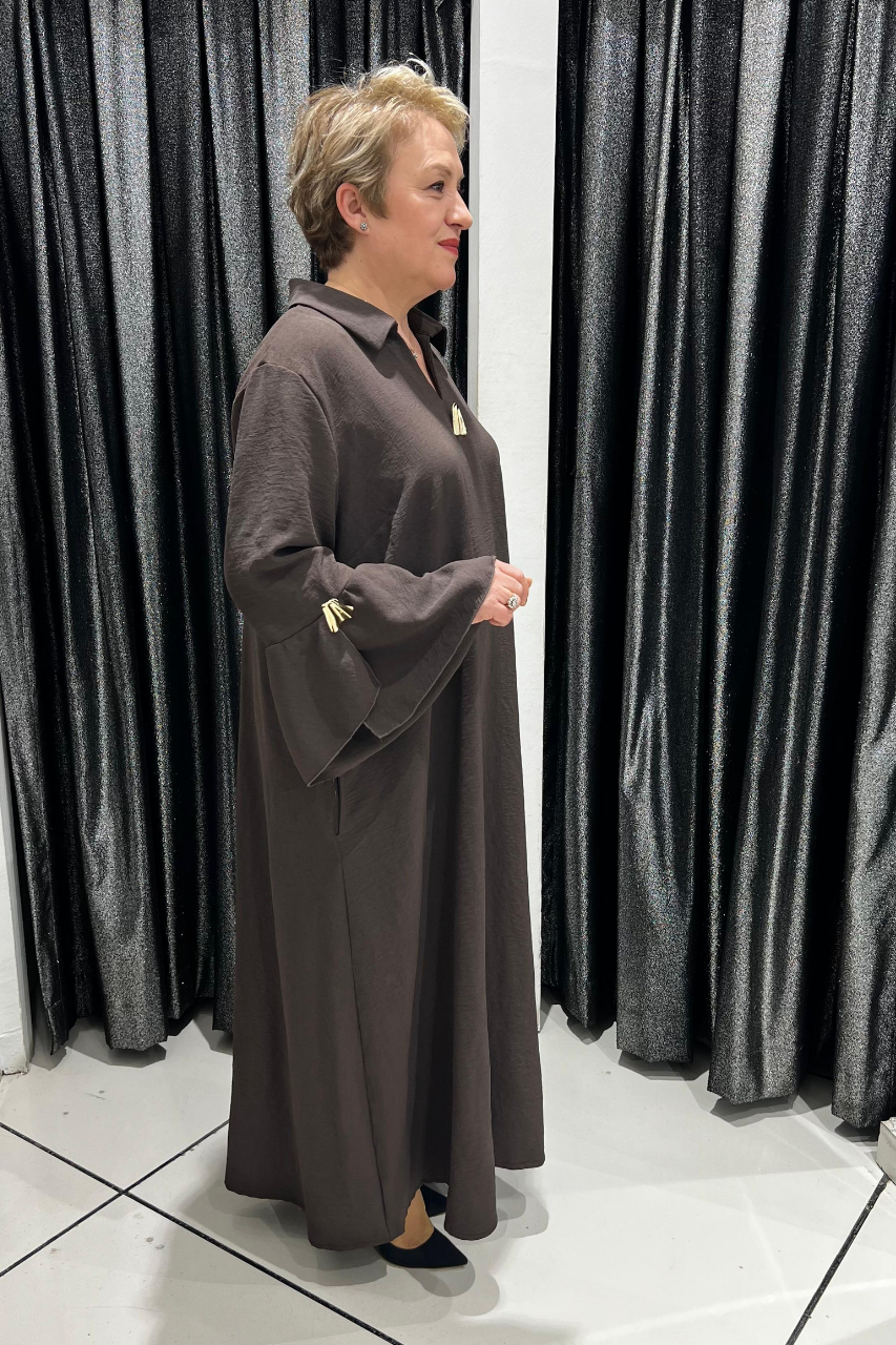 Selma Büyük Beden Şık Detaylı Elbise