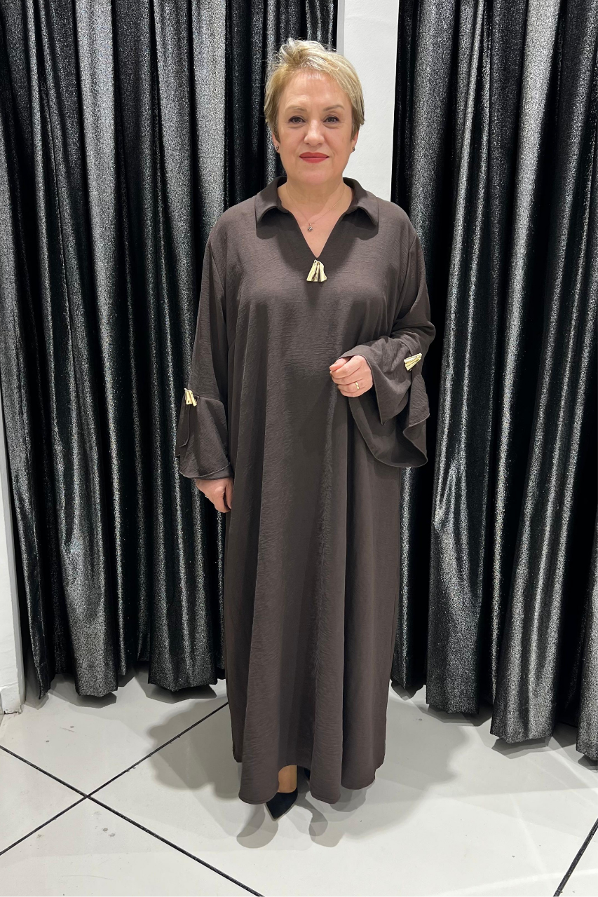 Selma Büyük Beden Şık Detaylı Elbise