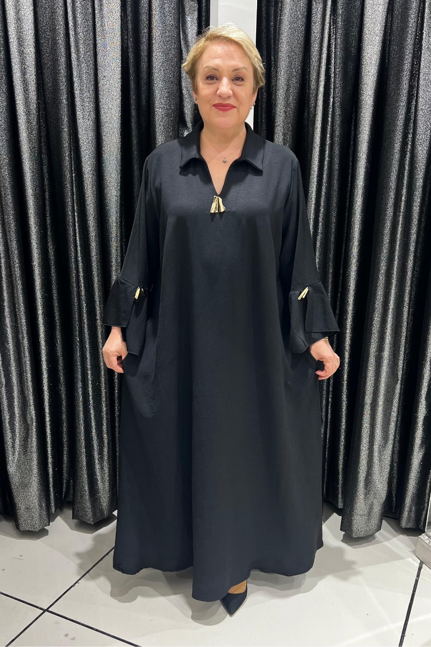 Selma Büyük Beden Şık Detaylı Elbise