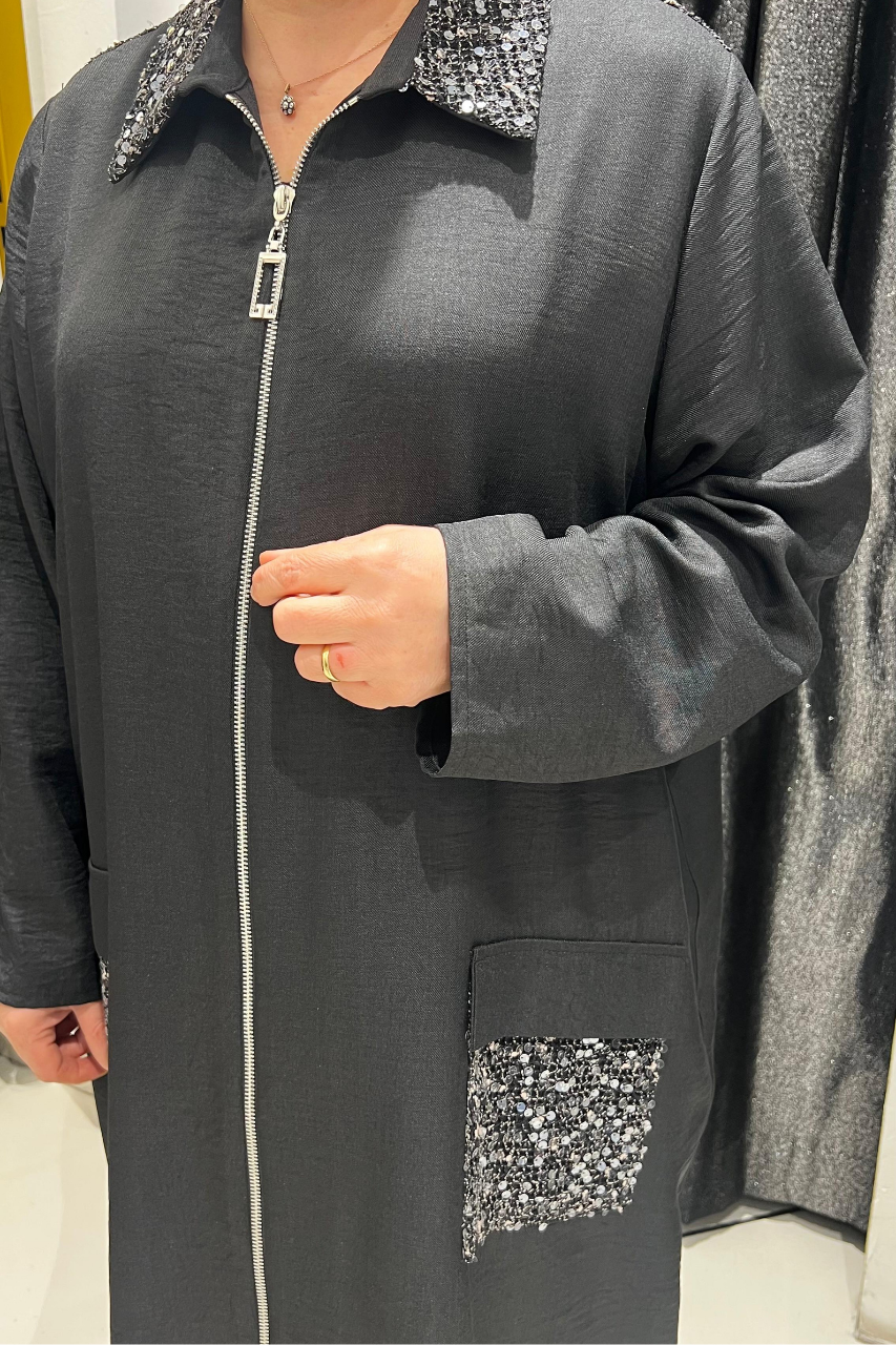 Selma Büyük Beden Şık Detaylı Hırka/Kap