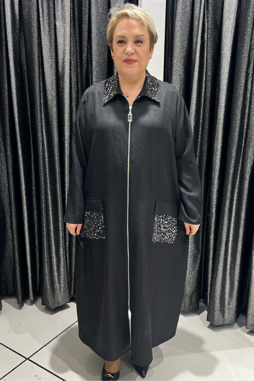 Selma Büyük Beden Şık Detaylı Hırka/Kap