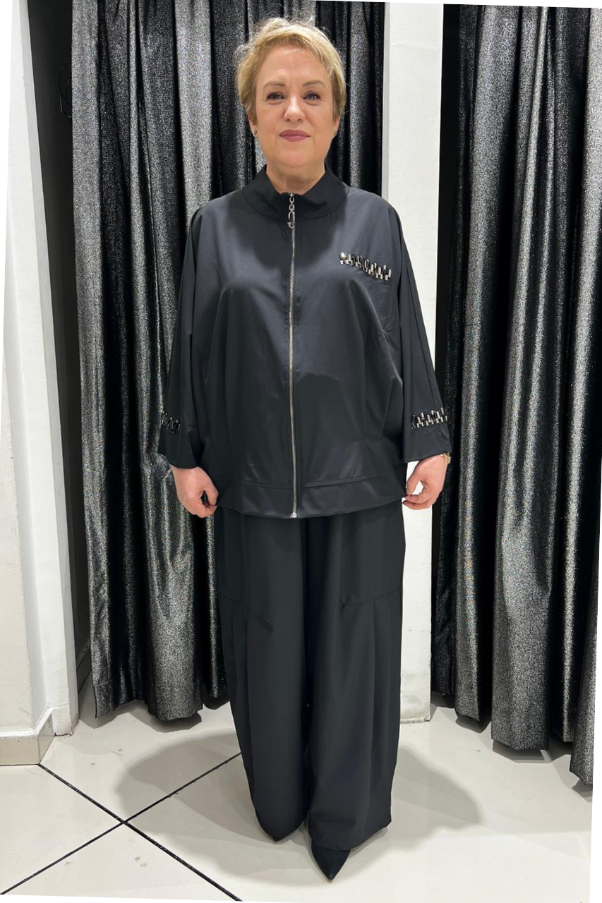 Selma Büyük Beden Şık Siyah Takım