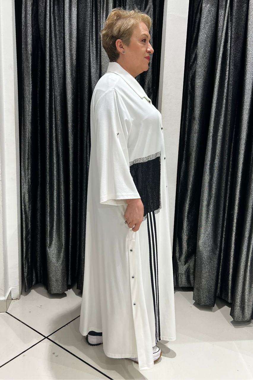 Selma Büyük Beden Siyah Patch Detaylı Gömlek Elbise