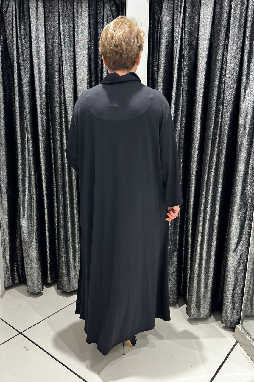 Selma Büyük Beden Siyah Patch Detaylı Gömlek Elbise