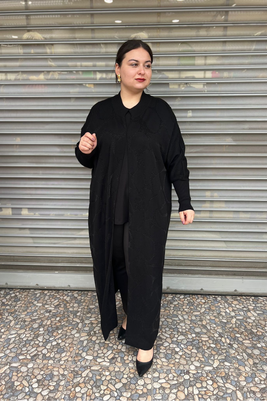 Selma Büyük Beden Tam Boy Tasarım Hırka