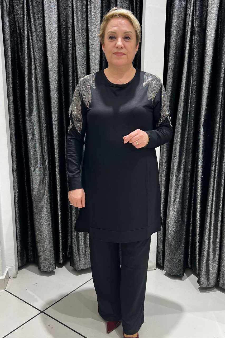 Selma Büyük Beden Taş Detaylı Takım