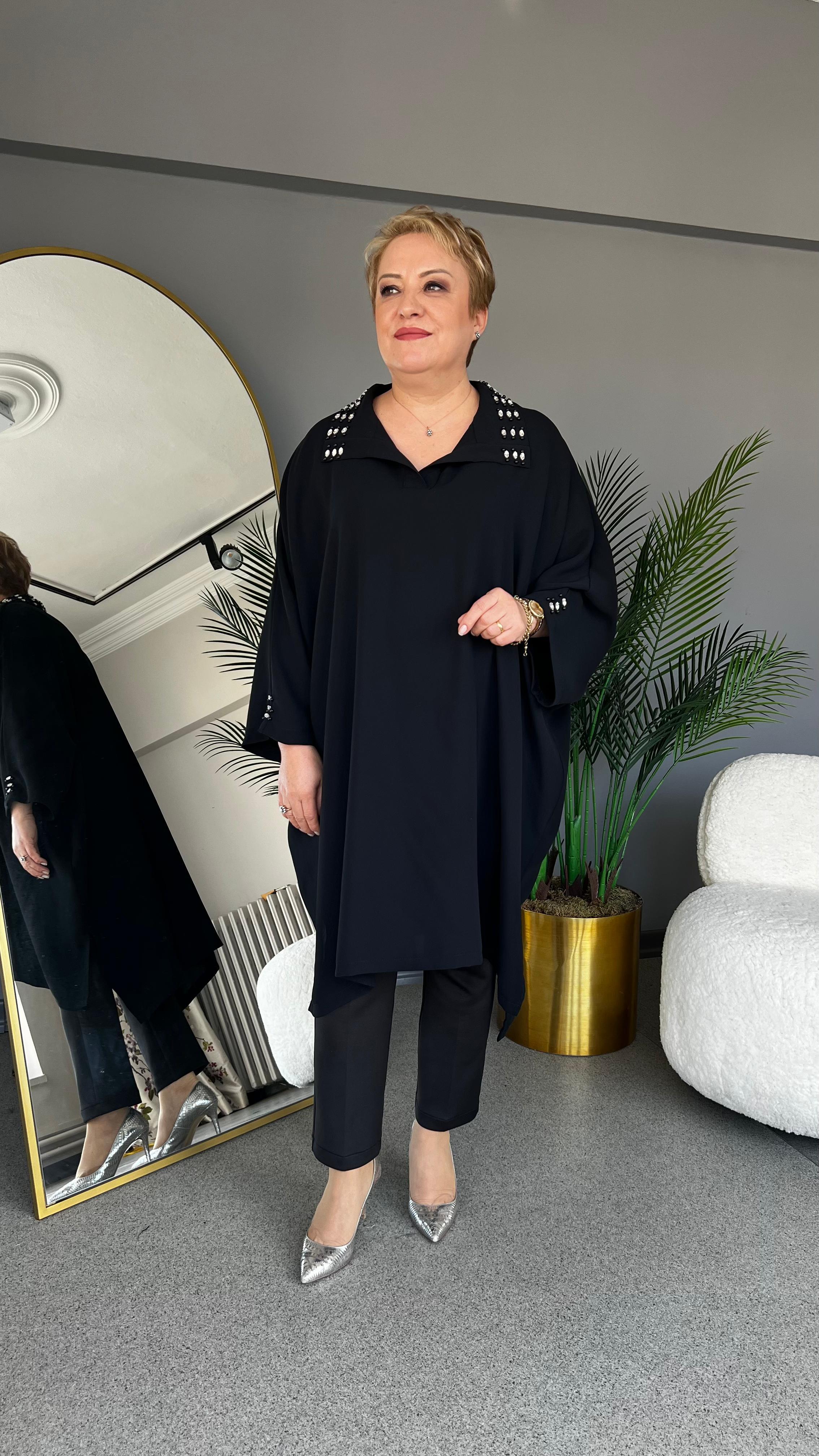 Selma Büyük Beden Taş Detaylı Tunik