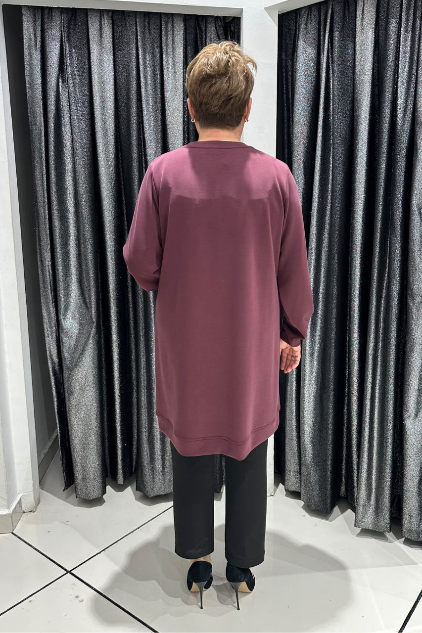 Selma Büyük Beden Taş İşlemeli Nervürlü Premium Oysho Kumaş Tunik