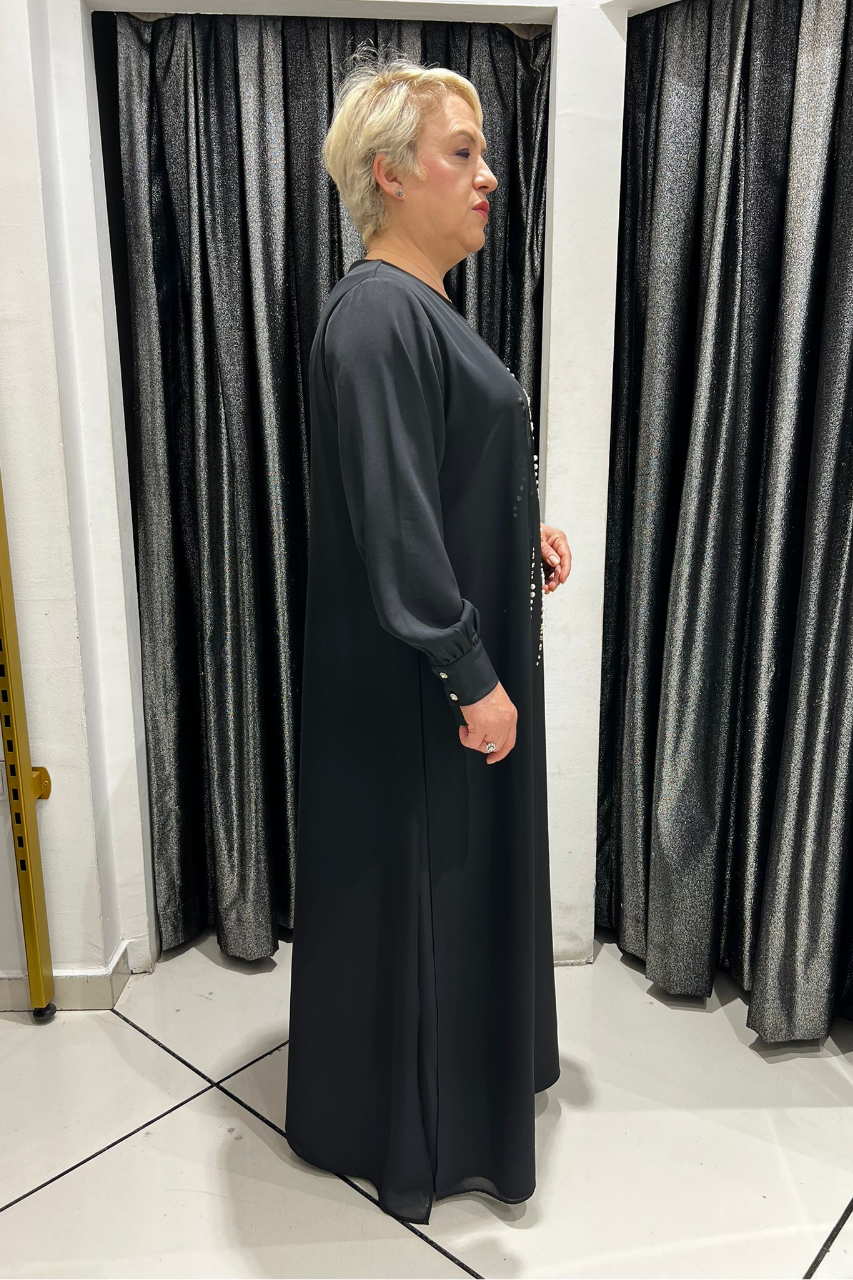 Selma Büyük Beden Taş ve İnci Detaylı Elbise