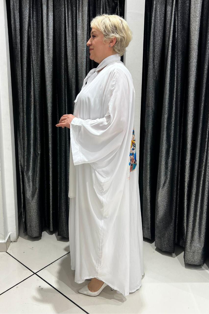 Selma Büyük Beden Tavus Kuşu Desenli Kimono