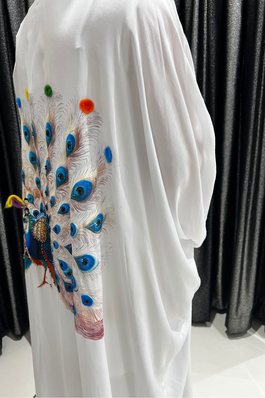 Selma Büyük Beden Tavus Kuşu Desenli Kimono