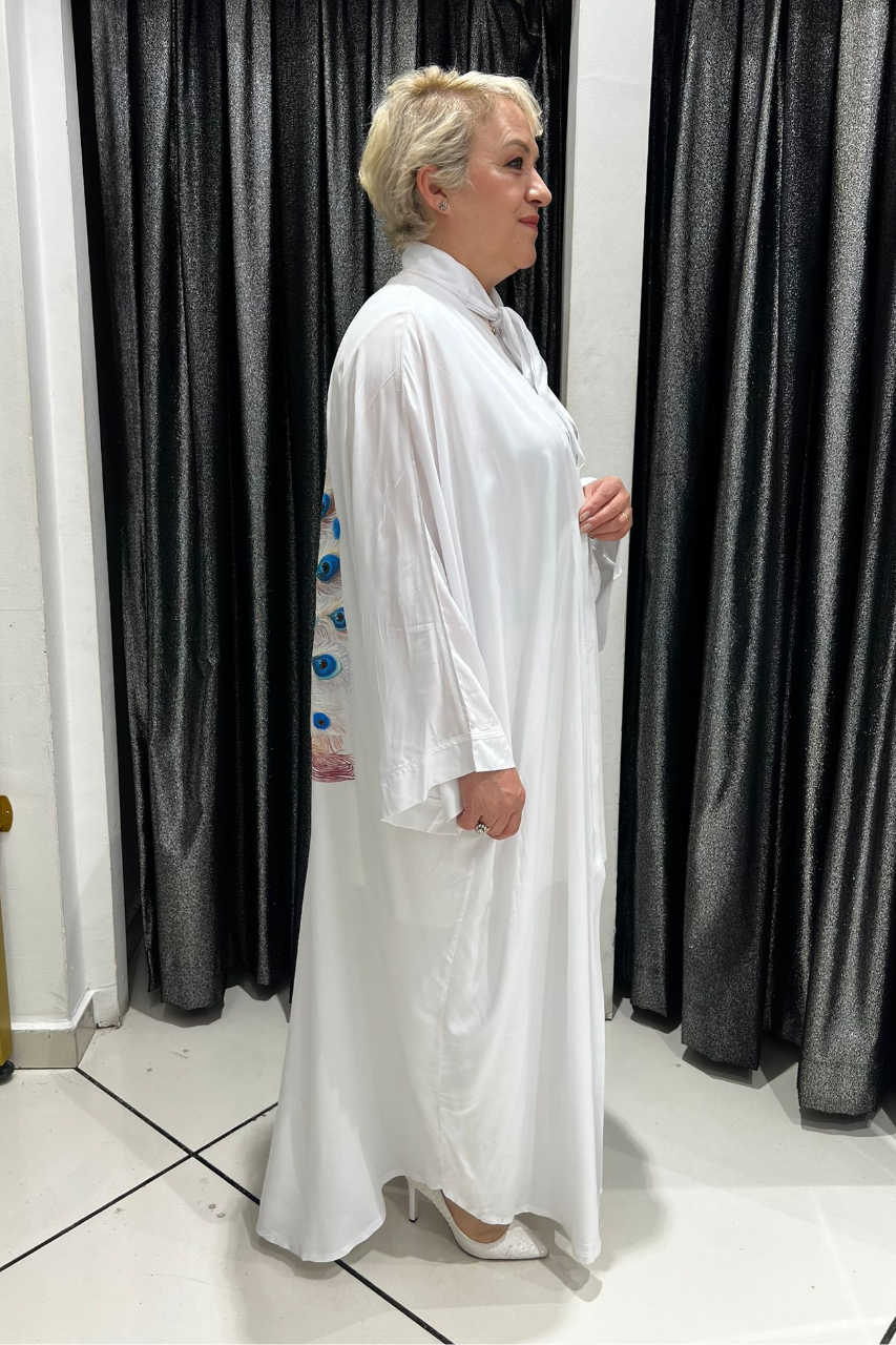 Selma Büyük Beden Tavus Kuşu Desenli Kimono