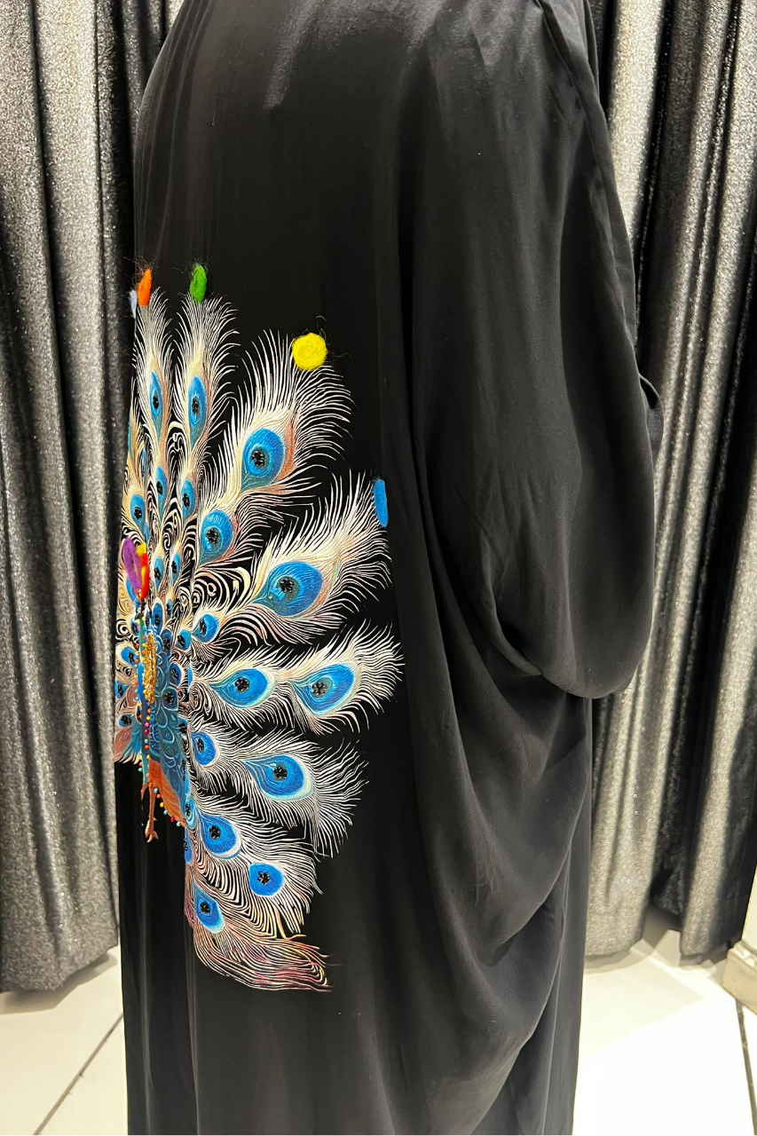 Selma Büyük Beden Tavus Kuşu Desenli Kimono