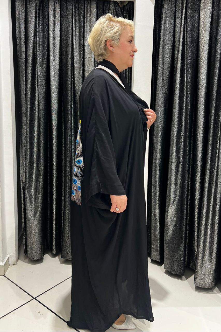 Selma Büyük Beden Tavus Kuşu Desenli Kimono