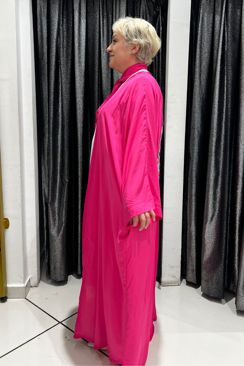 Selma Büyük Beden Tavus Kuşu Desenli Kimono