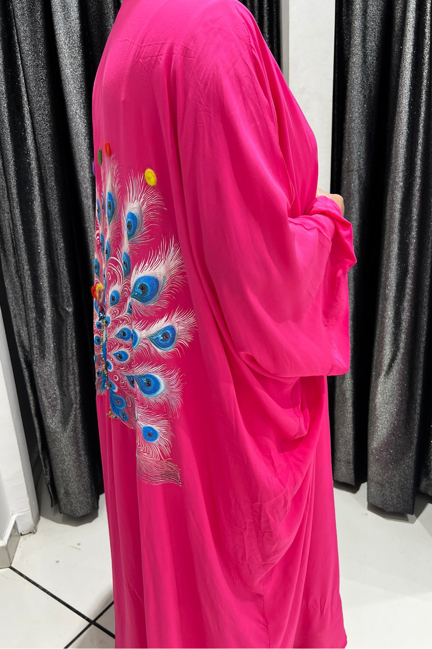 Selma Büyük Beden Tavus Kuşu Desenli Kimono