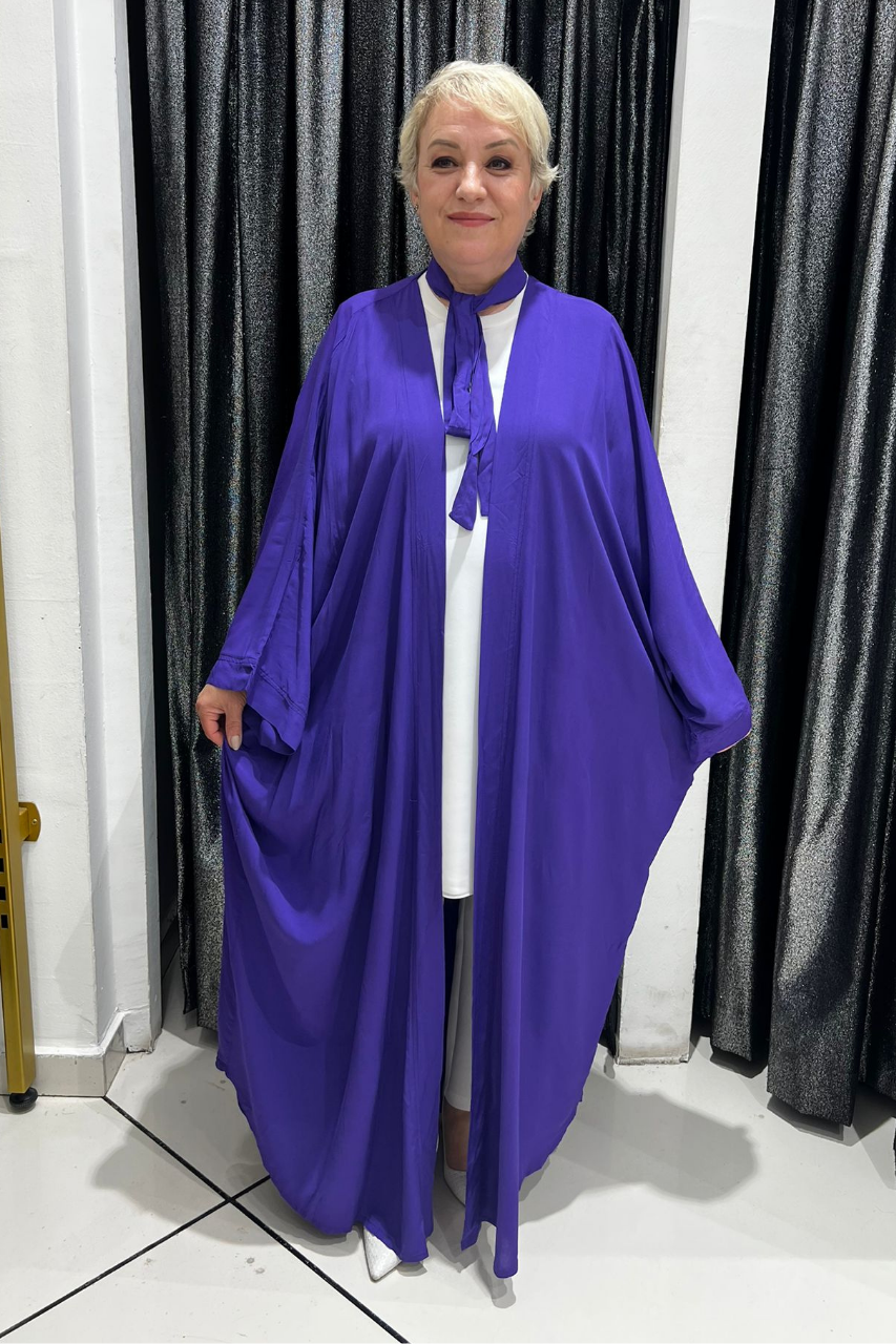 Selma Büyük Beden Tavus Kuşu Desenli Kimono