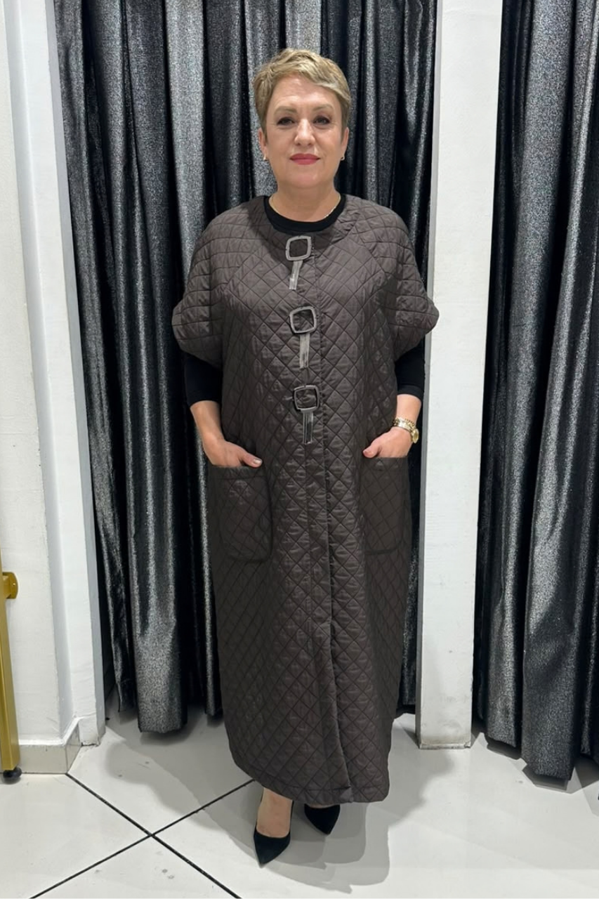 Selma Büyük Beden Tokalı Detaylı Kapitone Yelek