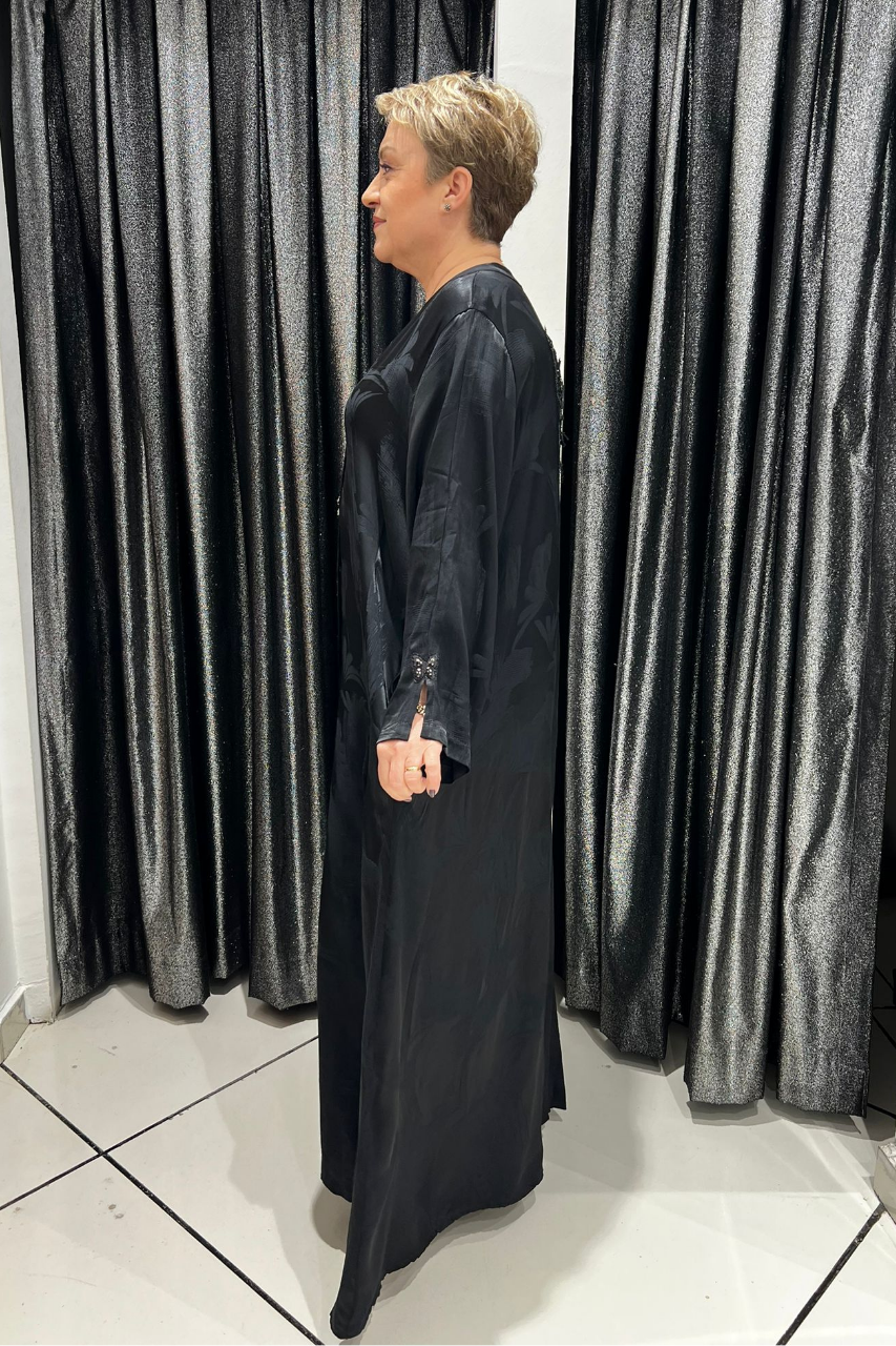 Selma Büyük Beden Uzun Siyah Şık Elbise