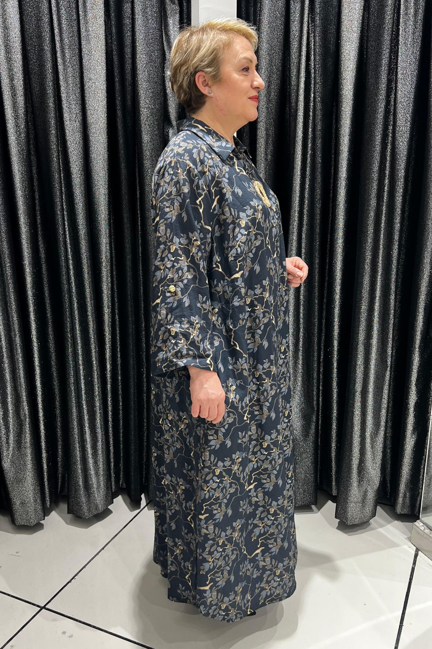 Selma Büyük Beden Yakalı Şık Elbise