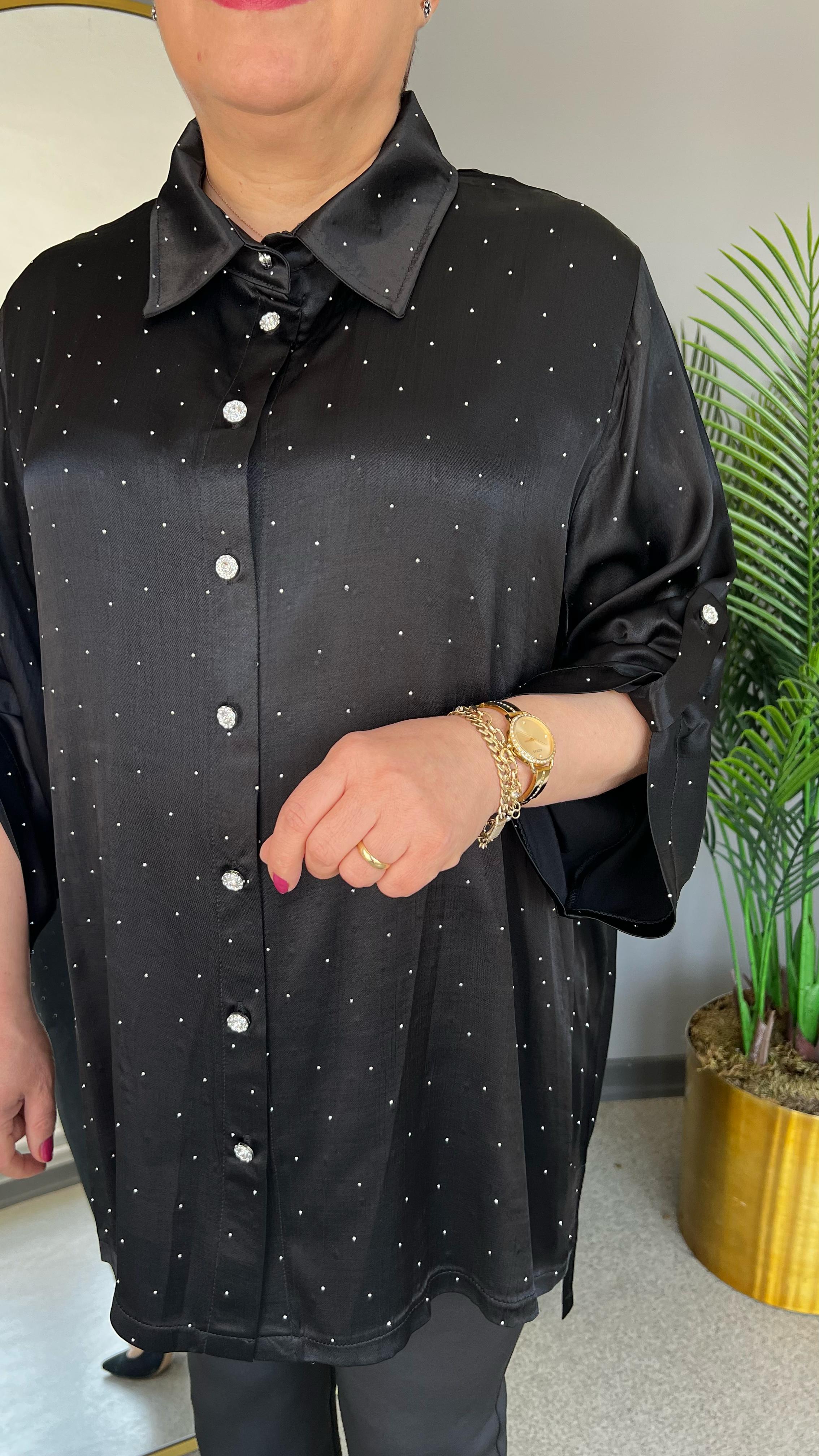 Selma Büyük Beden Yapıştırma Taş Detaylı Gömlek