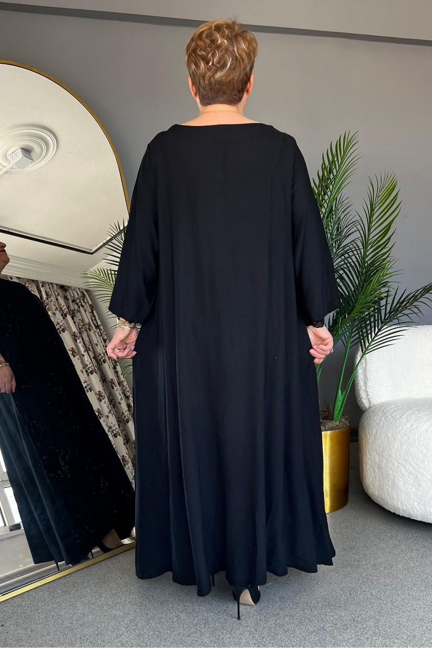 Selma Büyük Beden Yaprak Desenli Elbise