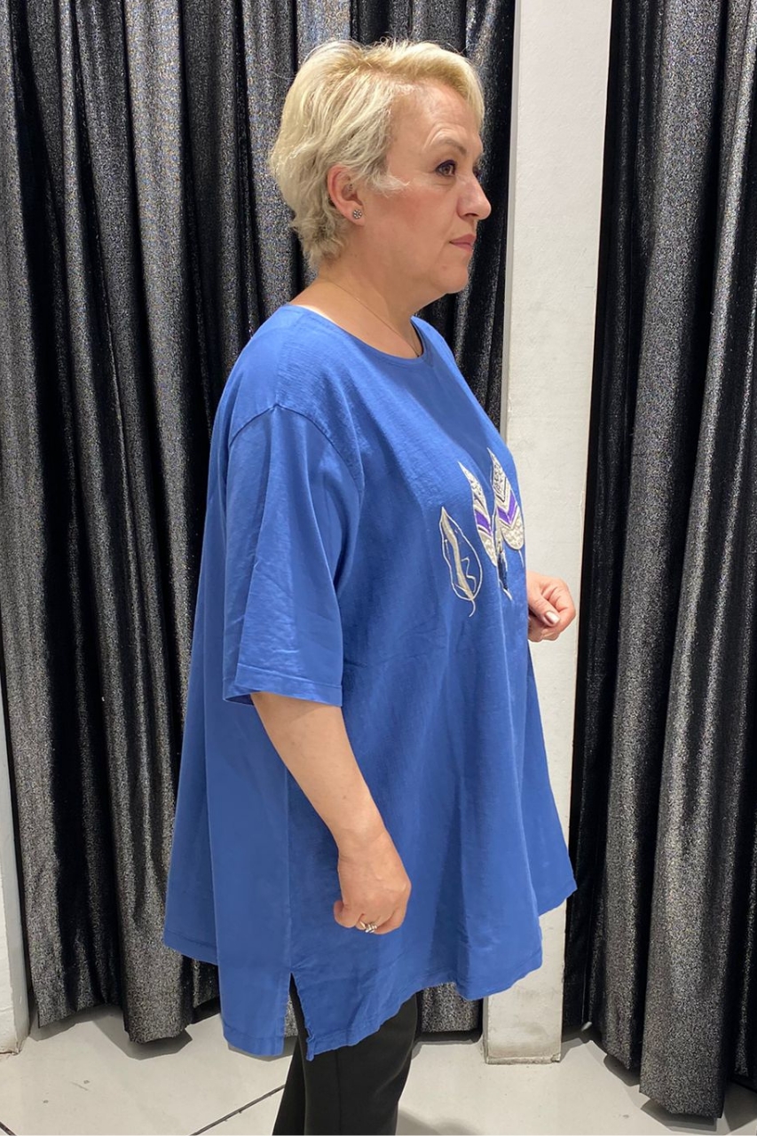 Selma Büyük Beden Yaprak Desenli T-Shirt